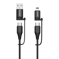 KAKU Kabelis KSC-654 Tuojie 4 in 1 - USB + Type C į Type C + Lightning - 1,2 metrai juodas