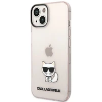 Karl Lagerfeld Permatomas Choupette Dėklas telefonui iPhone 14 Plus / 15 Plus 6.7" - rožinė
