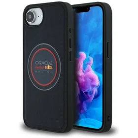 Dėklas telefonui RED BULL tinkleliuotas logotipas ir raudonas žiedas Magnētinis MagSafe Iphone 16e tamsiai mėlynas