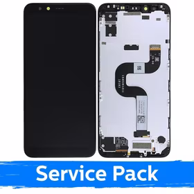 Ekranas skirtas Xiaomi Mi A2 juodas su rėmeliu (Service Pack)