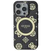 Guess IML Peony On 4G Background Magnetinis dėklas iPhone 16 Pro - juodas