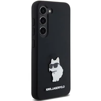 Karl Lagerfeld silikoninis Choupette metalinis smeigtukas dėklas telefonui Samsung Galaxy S23 - juodas