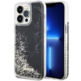 Guess GUHCP14XLCSGSGK iPhone 14 Pro Max 6.7" juodas/juodas kietas dėklas Liquid Glitter Marble