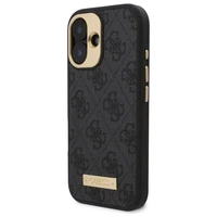 Guess 4G logotipo plokštelės Magnetinis iPhone 16 dėklas – juodas
