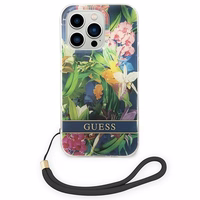 Guess GUOHCP14LHFLSB iPhone 14 Pro 6.1 "mėlynas / mėlynas kietas dėklas Gėlių Dirželis