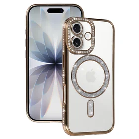 Bling Magsafe auksinis dėklas telefonui iPhone 17