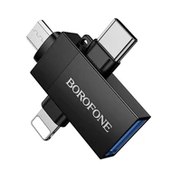 Borofone adapteris BV26D - USB į Lightning/Type C/Micro USB - juodas