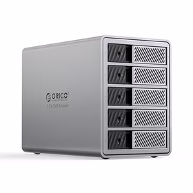 "Orico" 9858T3 5 didelių DAS sprendimų "ProThunder" diskų masyvas su "Thunderbolt 3" 5 x 2,5"/3,5" SATA HDD/SSD - pilkas