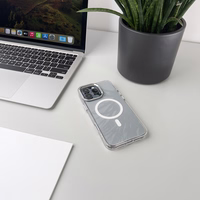 Blizgus dėklas MagSafe iPhone 16 - baltas su blizgučiais