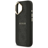 GUESS dėklas telefonui IPHONE 17, suderinamas su MagSafe GUHMP17SPG4SEMCK (PU W/ 4G Stripe) juodas