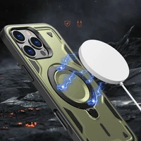 Hybrid Armor Trendy dėklas telefonui su MagSafe iPhone 16 Pro - žalias