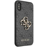Guess 4G didelis metalinis logotipas dėklas telefonui iPhone X/XS - pilka