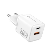 FORCELL F-ENERGY Mini GaN III VT-35A kelioninis įkroviklis su 1 x Type C + 1x USB A lizdais, PD QC4.0 20W baltas