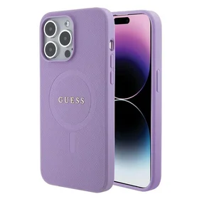 Guess GUHMP15XPSAHMCU iPhone 15 Pro Max 6.7" violetinis/violetinis kietas dėklas Saffiano MagSafe