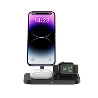 Tech-Protect QI15W-A22 MagSafe indukcinis įkroviklis su 3in1 MagSafe stovu išmaniajam telefonui / Apple Watch / AirPods - juodas