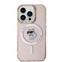 Karl Lagerfeld IML Choupette magnetinis dėklas telefonui iPhone 14 Pro Max - rožinis