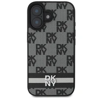 DKNY patikrinto rašto ir spausdintų dryžių dėklas telefonui iPhone 16 - juodas