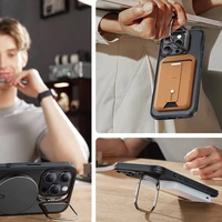 ESR Classic Hybrid Kickstand Halolock Magnetinis dėklas telefonui su stovu + grūdintas stiklas iPhone 16 Pro Max - pusiau skaidrus su juodu rėmeliu