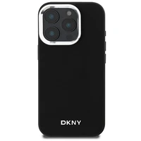 DKNY Paprastas sidabrinis logotipas magnetinis iPhone 16 Pro dėklas - juodas