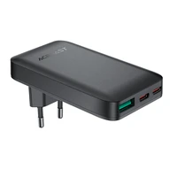 Acefast A100 65W GaN 2 USB-C + USB-A itin plonas įkroviklis - juodas