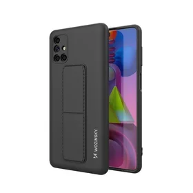 Wozinsky Kickstand Case silikoninis dėklas su stovu Samsung Galaxy M51 juodas