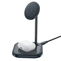 "Acefast" 15 W "Qi" belaidis įkroviklis "iPhone" (su "MagSafe") ir "Apple AirPods" stovo laikiklis Magnetinis laikiklis Pilka (E6 pilka)