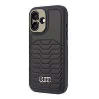 Audi Sintetinės odos Magnetinis iPhone 16 Plus 6.7" juodas/juodas kietas dėklas AU-TPUPCMIP16M-GT/D3-BK