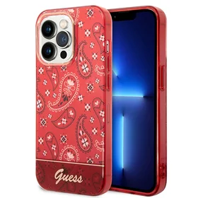 Guess GUHCP14LHGBNHR iPhone 14 Pro 6.1" raudonas/raudonas kietas dėklas Bandana Paisley