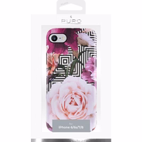 PURO Glam Geo Flowers - dėklas iPhone SE (2022/2020) / 8/7 / 6s (rožinis Peonies)