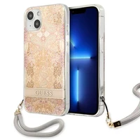 Guess GUHCP13SHFLSD iPhone 13 mini 5.4" auksinis/auksinis kietas dėklas Gėlių Dirželis
