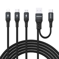 Dudao L3W USB-A/USB-C į Lightning/USB-C/MicroUSB 66W kabelis - juodas