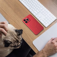 Silikoninis magnetinis dėklas, suderinamas su MagSafe, skirtas Samsung S26 Pro, raudonas