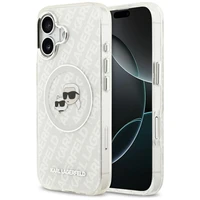 Karl Lagerfeld IML Blizgantis Karl & Choupette Heads Logo magnetinis dėklas telefonui iPhone 17 - pilkas
