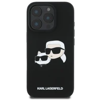 Karl Lagerfeld silikoninis Magnetinis dėklas telefonui iPhone 16 Pro su galvų atvaizdais - juodas