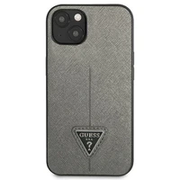 Guess GUHCP14MPSATLG iPhone 14 Plus 6.7 "sidabrinis/sidabrinis kietas dėklas SaffianoTriangle Logo