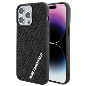 Karl Lagerfeld 3D guminis daugialypis logotipas dėklas telefonui iPhone 15 Pro Max - juodas