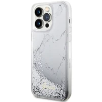 Guess GUHCP14XLCSGSGH iPhone 14 Pro Max 6.7" baltas/baltas kietas dėklas Liquid Glitter Marble