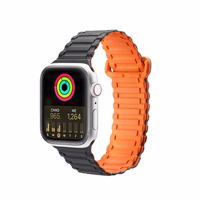 Dux Ducis dirželis (šarvuota versija) Apple Watch SE dirželis, 9, 8, 7, 6, 5, 4, 3, 2, 1 (41, 40, 38 mm) silikoninė magnetinė apyrankė juoda/oranžinė