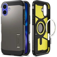 Spigen Tough Armor Magnetinis dėklas su stovu iPhone 16 - tamsus metalas
