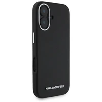 Karl Lagerfeld Saffiano pilnai aptrauktas pailgo metalinio logotipo magnetinis dėklas telefonui iPhone 16 - juodas