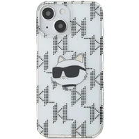 Karl Lagerfeld IML Choupette galvos ir monogramos dėklas iPhone 15 / 14 / 13 - permatomas