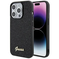 Guess Disko Metalinis Užrašas dėklas telefonui iPhone 15 Pro - juodas