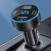 Wozinsky WDCCB automobilinis įkroviklis su ekranu 50W 2xUSB-C / 2xUSB-A - juodas