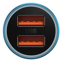 Baseus Golden Contactor Max automobilinis įkroviklis, 2x USB, 60W (mėlynas)