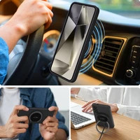 Tech-Protect skystojo silikono magnetinis MagSafe dėklas telefonui Samsung Galaxy S25+ - juodas