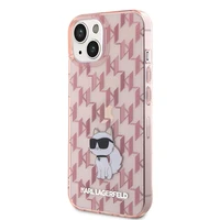 Karl Lagerfeld monograma Choupette dėklas telefonui iPhone 15 - rožinis