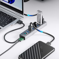 "Orico CL7U-U3" šakotuvas 7x USB-A 3.0 + USB-C 5V/3A 1 m - pilkos spalvos