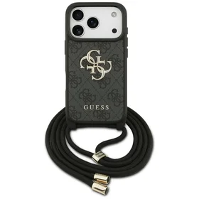 Guess 4G Big Logo Cord Stap per petį dėklas telefonui iPhone 17 Pro - juodas