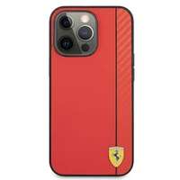 Ferrari FESAXHCP13XRE iPhone 13 Pro Max 6.7 raudonas kietasis dėklas Off Track Carbon Stripe