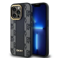 DKNY Odinis langeliais raštuotas magnetinis dėklas iPhone 14 Pro - juodas